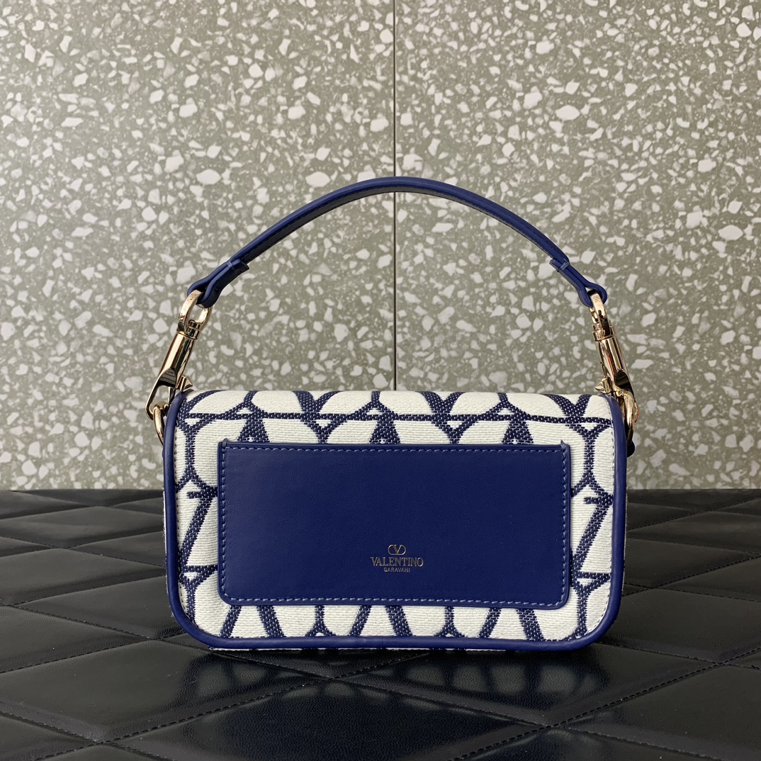 Valentino Garavani Loco Small Shoulder Bag in Blue Toile Iconographe